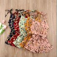 thumbnail image 1 of Infant Baby Girls Sweet Rompers Overalls Flowers Print Sleeveless Chiffon Rompers, 1 of 5