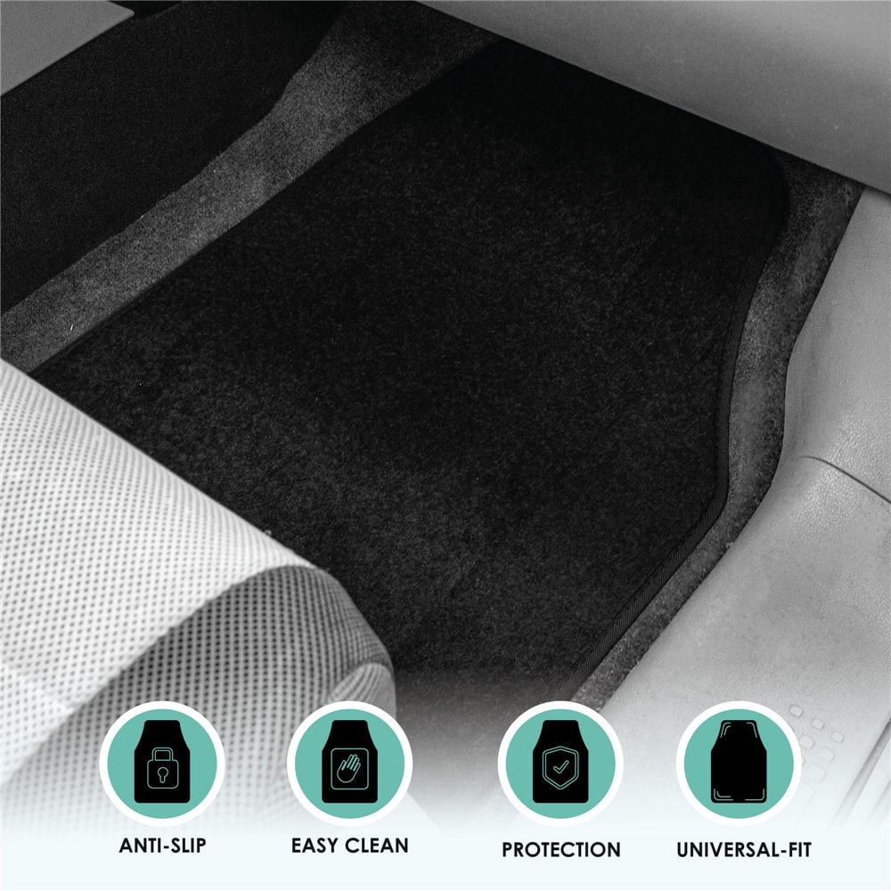 FH Group Universal Fit 3 Row Carpet Car Floor Mats for SUV Van Truck - Black