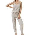 thumbnail image 2 of Defitshape Women's Sexy Pajamas 2 Piece Pjs Family Fall Winter Comfy Spring V Neck Thin Cami Warm Fitted Pajama Set Apricot X-Large, 2 of 4