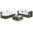 thumbnail image 2 of Patiojoy 5PCS Rattan Patio Furniture Set Cushioned Sofa Chair Coffee Table Set Easy Assemble White, 2 of 10
