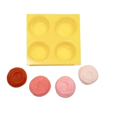 EDELAINE'S Rose 4 Cavity Silicone Molds for Cream Cheese Mints , Chocolate