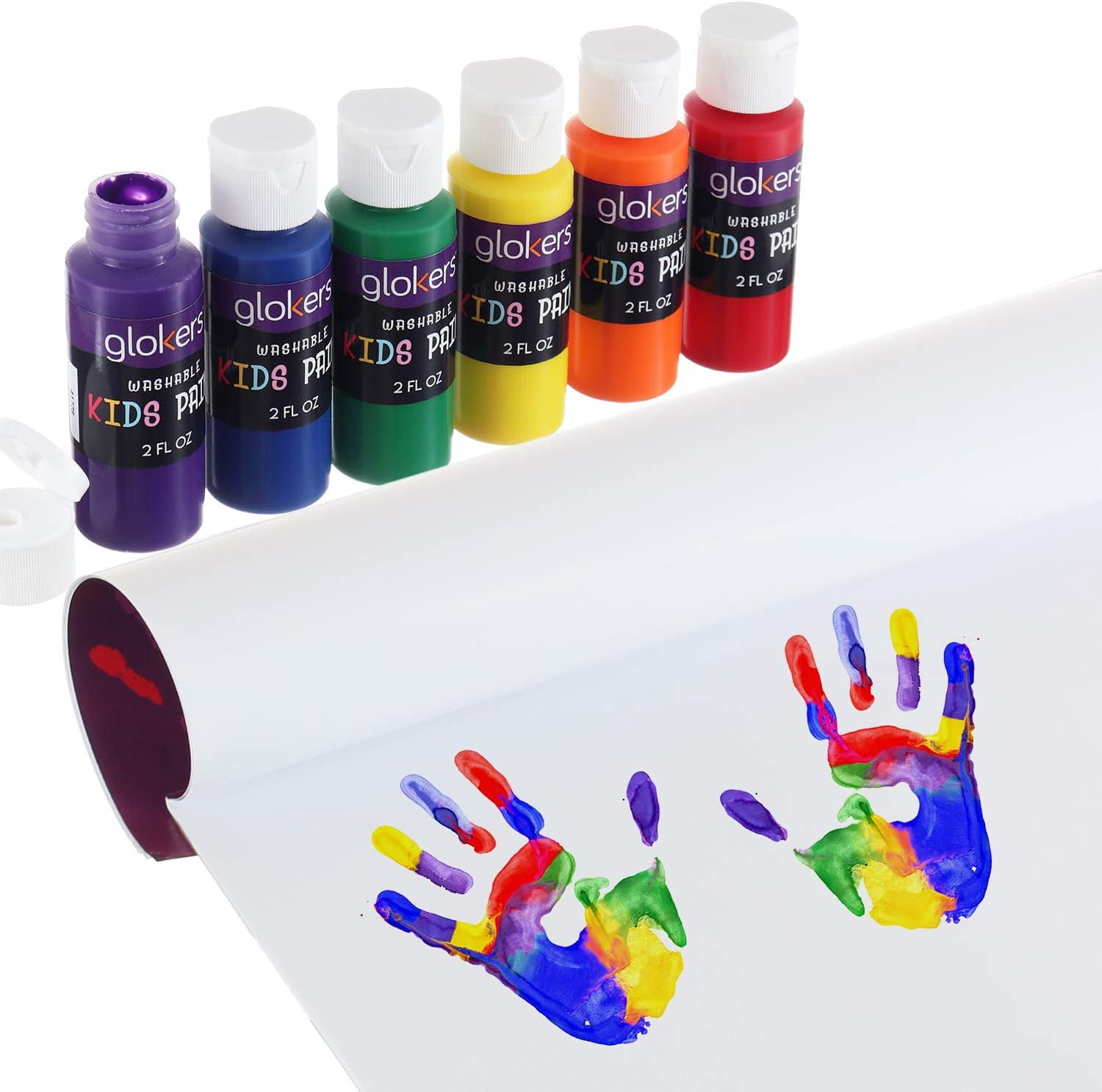 glokers Kids Finger Paint Set, 6 Non-Toxic Washable Kids Paint, 11x17  Finger Paint Pad with 50 Sheets 