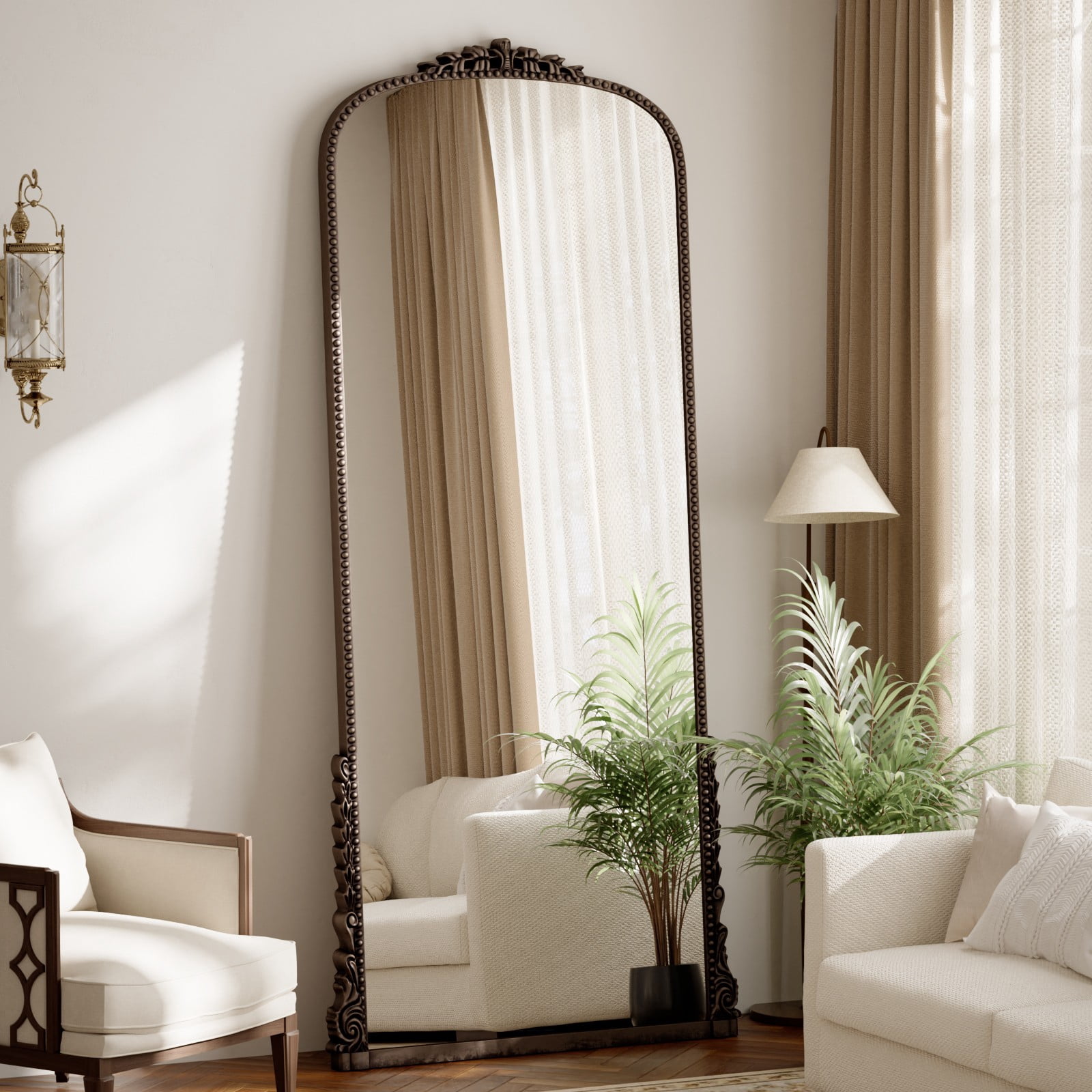 SHATTERVIEW 69"x28" Arched Full Length Mirror Vintage Floor Mirror with Stand Wall-Mounted Mirror, Antique Bronze