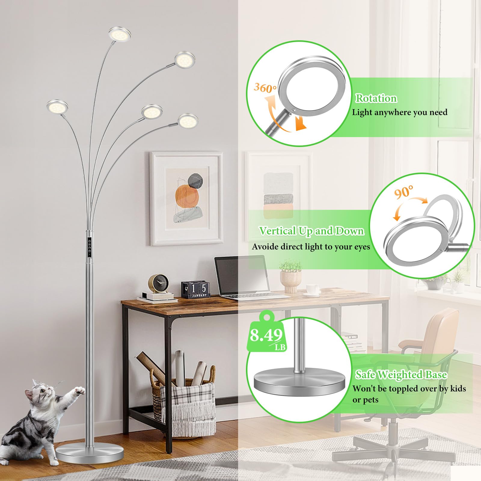 Nordic Hygge 2250LM Dimmable Floor Lamp with Timer Adjustable Colors Brightness and Remote