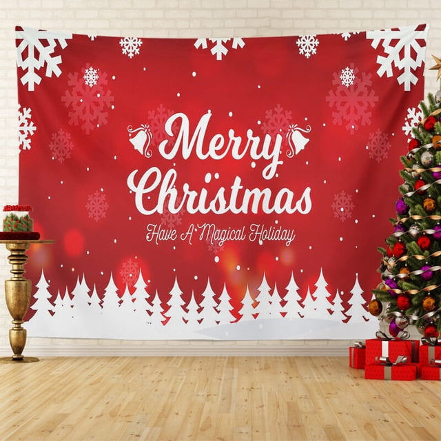leyfeng Nuevo póster de Navidad tapiz de gran tamaño Navidad sala de estar sofá decoración tapiz colgante de piel de melocotón