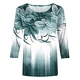 thumbnail image 5 of Pisexur Hauts pour Femmes Grande Taille Mode Chemises 3/4 Automne Décontractées Blouses à Col Rond Mignonnes à Imprimé Floral Tuniques Amples, 5 of 5