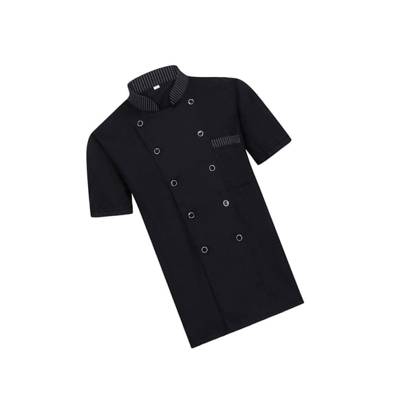 Unisex Chef Coat Jacket Catering Kitchen Work Clothes For Short Sleeve Chef Wear 2XL Black