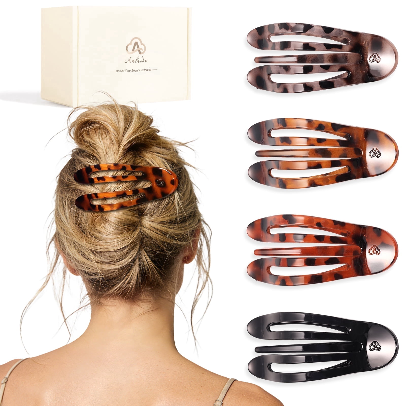 4 Large Acrylic Hair Claw Clips Strong Hold Thick Hair Banana Barrettes Women 12 Pack Large Hair Claw Clips for Thick Hair - 4.1 Inch  main image 2