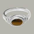 thumbnail image 5 of LBG British Made 9k White Gold Natural Tigers Eye Unisex Statement Ring - 33 size options - Size 9, 5 of 6