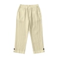 thumbnail image 6 of Yourumao Linen Capri Pants Women Elastic Waist Straight Leg Capris Solid Loose Fit Pants Summer Casual Pants for Travel with Pockets, 6 of 8