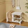 thumbnail image 4 of VECELO Shoe Bench with Drawer Shoe Cabinet, 2-Tier Shoe Rack with Soft Removable Seat Cushion, Entryway Shoe Organizer Storage Bench for Bedroom Living Room and Hallway, White, 4 of 8