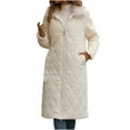 thumbnail image 2 of Jinhomg Womens Long Quilted Jackets Fall Winter Loose Cozy Full-Zip Puffer Coat Warm Long Sleeve Faux Fur Trim Outerwear with Pockets White M, 2 of 9