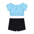 thumbnail image 6 of iiniim Kids Girls Two Piece Sports Active Outfits Short Sleeves Tops with Bottoms Set Gymnastic Dancewear Size 3-14 Light Blue 10-12, 6 of 7