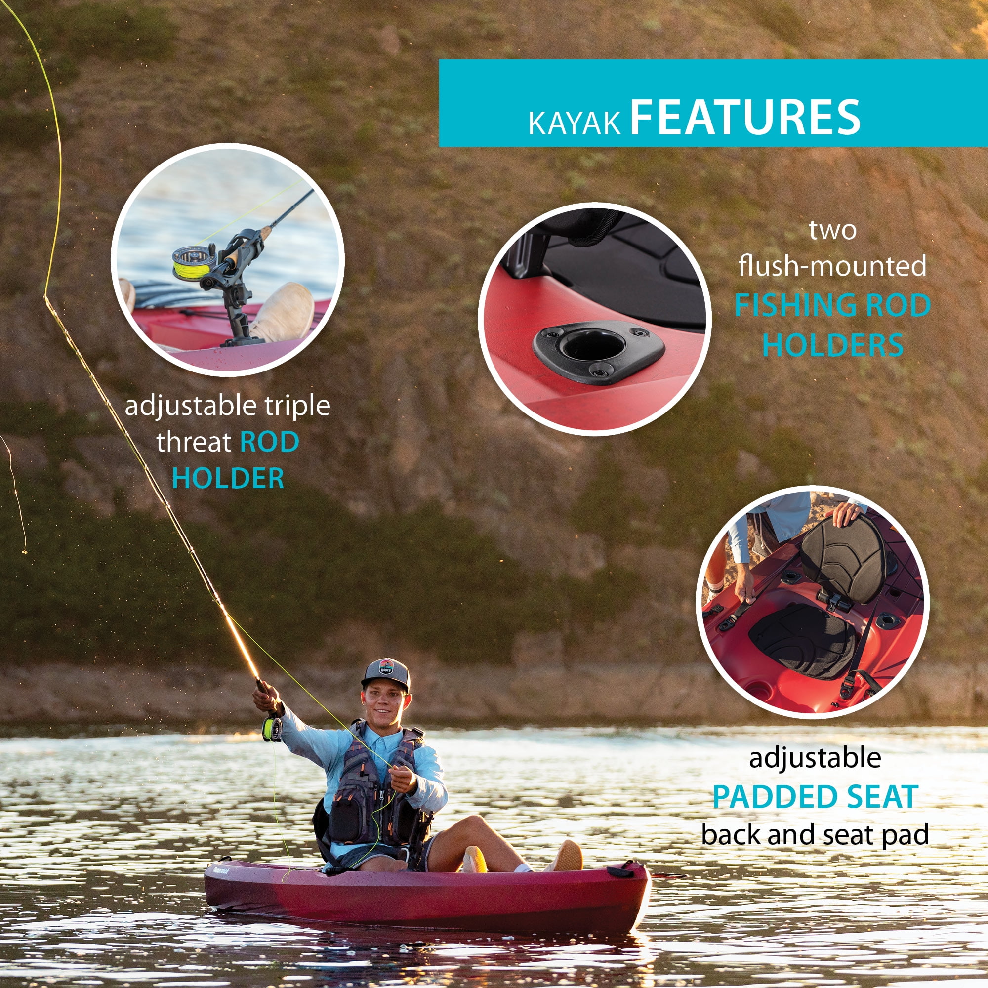 Lifetime Tamarack Angler 10 ft Sit-On-Top Fishing Kayak, Volcano Fusion (91340)