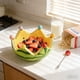 thumbnail image 4 of Cuenco de Frutas Sandía de Cerámica con Juego de Tenedores, Bandeja Decorativa para Aperitivos de Gran Capacidad, Rojo/Amarillo, 17.5x9.5cm, Adorno para Mesa de Té de Sala de Estar, 4 of 7