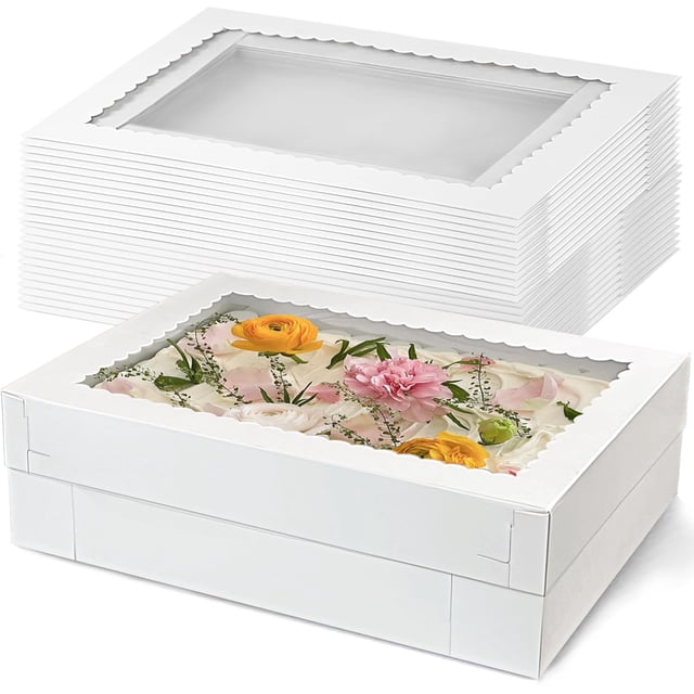 12 cajas de pasteles con ventana de panadería blancas, caja grande para donas, galletas, postres, magdalenas, pastelería, empaques de pasteles