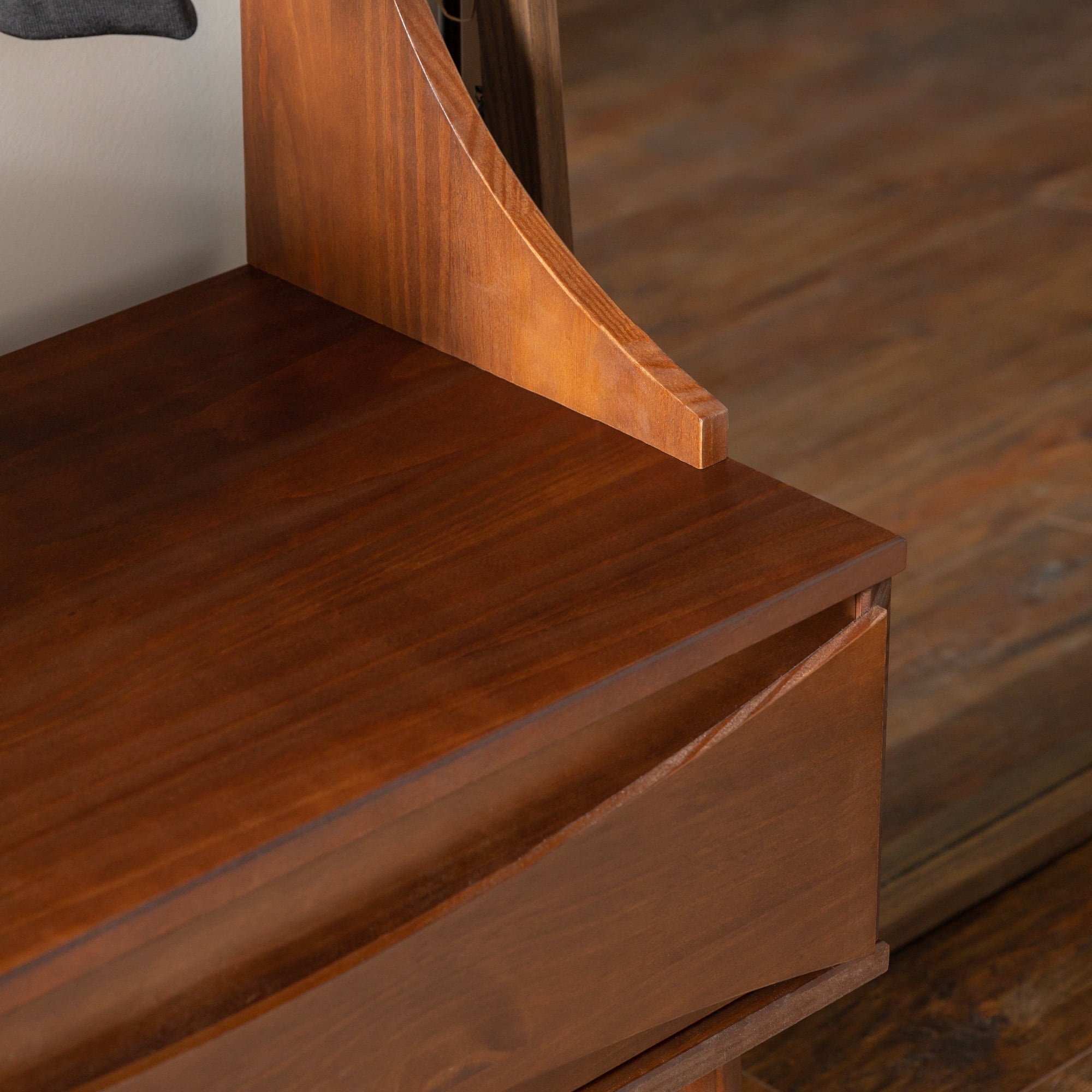 Manor Park Mid Century Modern Solid Wood Hall Tree, Walnut