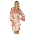thumbnail image 3 of Bimba Women Short Satin Getting Ready Robe Bridesmaid Kimono Sleeve Coverup, 3 of 5