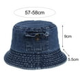 thumbnail image 6 of harmtty Denim Sun Hat Flat Top Lightweight Pocket Decor Bucket Hat for Daily Life,Blue, 6 of 8