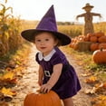 thumbnail image 6 of REDARER Baby Girls Halloween Witch Cosplay Dress Set Peter Pan Collar Velvet Gown with Pointed Witch Hat for Trick or Treat Fancy Dress Party Outfit,24M, 6 of 9