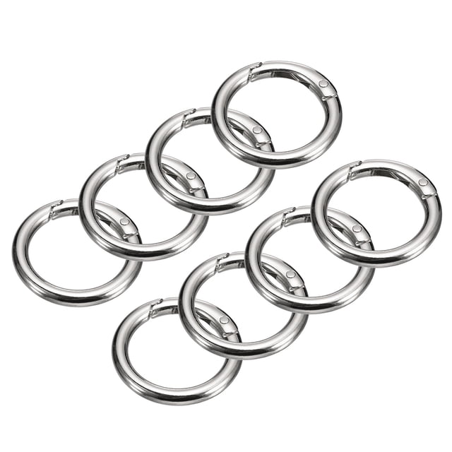 Unique Bargains Round Spring O Rings, 8Pcs 1.3 Inch OD Trigger Buckle Snap Clips for Bags, Purses, Keyrings, Silver Tone