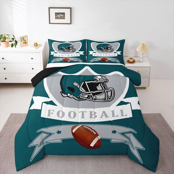 Erosebridal Soccer Lover Bedding Twin Comforter Set, American Football Down Comforter, Eat Sleep Reversible Comforters & Duvets, Super Cozy Bedroom Decorative, 2pcs