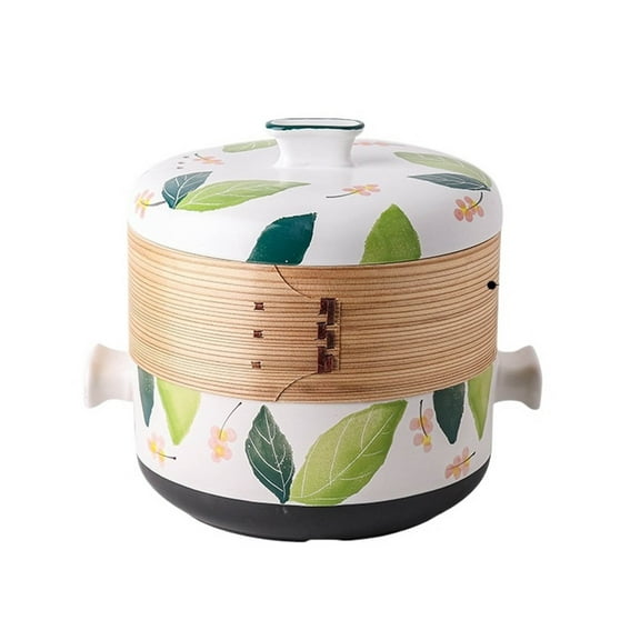 Ceramic cooking pot, kitchen soup pot, 2.5L simmer pot, soup pot with steamer, Japanese casserole pot with handles for cooking, for kitchen stove induction cookers