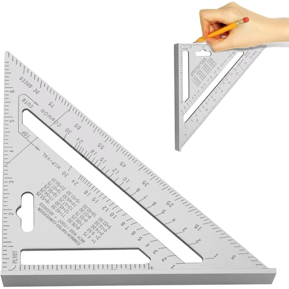 7 Inch Triangle Square Angle Ruler, Aluminum Square Triangle Measurement, Aluminum Triangle Ruler JU
