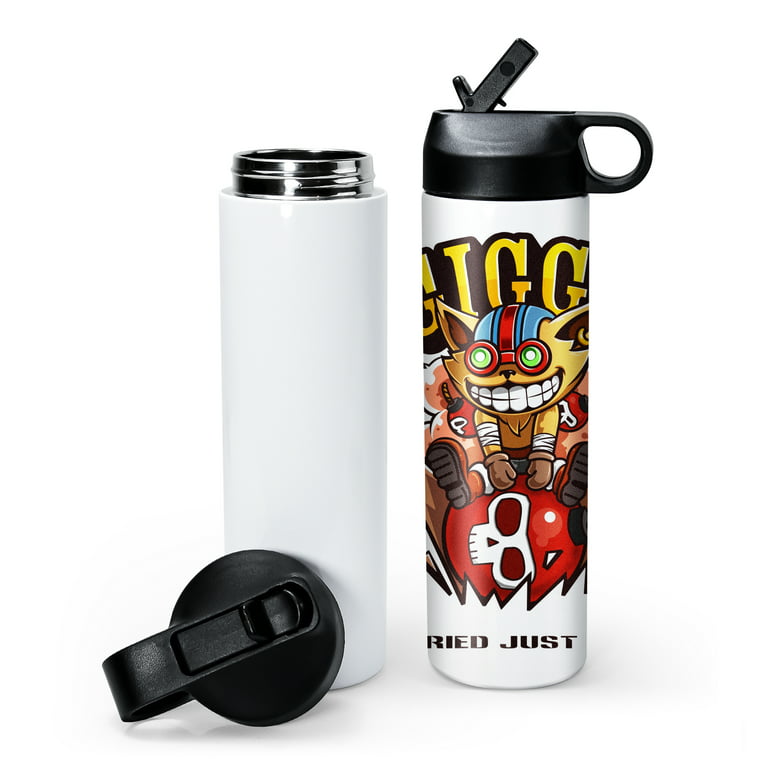 Agh 20 oz Sublimation Sports Water Bottle Blanks with Straw & Handle Lid Straight Tumblers Stainless Steel Metal Vacuum Insulated Flask for Glitter
