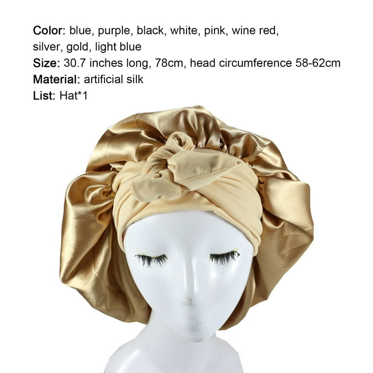 Bonnet en satin court - style turban (noir/doré) - Hello Skin