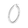 thumbnail image 3 of 14K White Gold 3x30mm Full D/C Round Tube Hoops - Women, 3 of 4