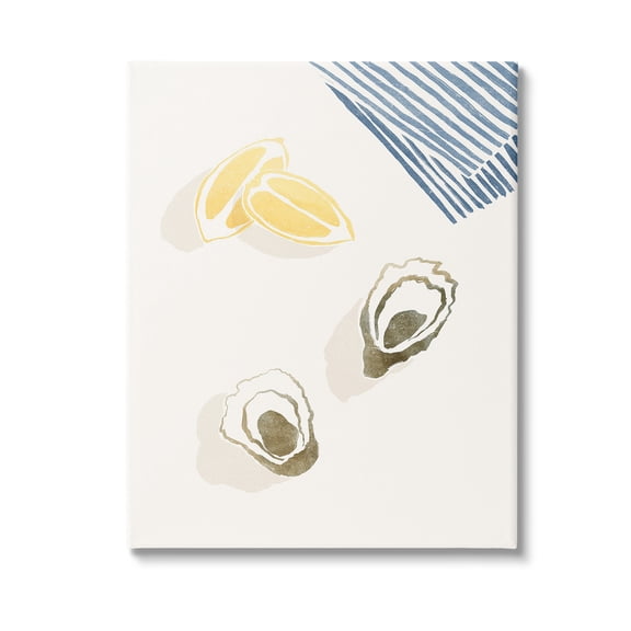 Stupell Industries Minimal Oysters & Lemons Animals & Insects Painting Gallery Wrapped Canvas Art Print Wall Art, 16 x 20