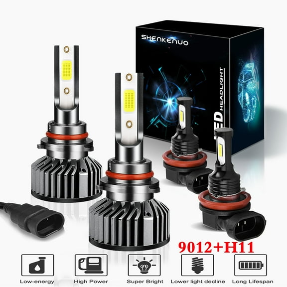For CHRYSLER 200 2011-2015 LED Headlight Bulbs,9012 High Beam and Low Beam H11 fog beam ,Pack of 4