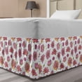thumbnail image 1 of Lotus Flower Bed Skirt, Pattern with Pink Blossoms in Hand Drawn Style Buds and Leaves, Elastic Bedskirt Dust Ruffle Wrap Around for Bedding Decor, 4 Sizes, Marigold Green and Pink, by Ambesonne, 1 of 2