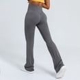 thumbnail image 2 of Pantalones de yoga acampanados para mujer: leggings de cintura alta, pantalones informales de entrenamiento acampanados, 80 % poliéster y 20 % spandex, diseño en color liso, 2 of 5