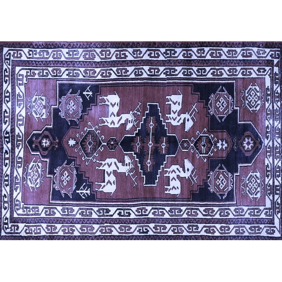 Ahgly Company Indoor Rectangle Persian Blue Traditional Area Rugs, 7' x 9'