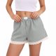 thumbnail image 2 of TaTaai Women's Spring Summer Cute Striped Lace Splice Elastic Waist Short Pants Comfortable Soft Home Sleep Lounge Shorts with Pockets Casual Daily Wear Gift, 2 of 5