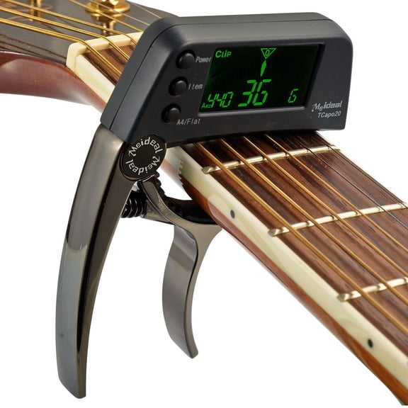 TCapo20 Multifunctional Aluminum Alloy 2-in-1 Guitar Capo Tuner with LCD Screen for Acoustic Folk Electric Guitar Chromatic Bass