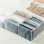 Wardrobe Clothes Organizer Underwear Jeans Storage Box Socks Foldable Divider Drawer Closet Home Clothes Organizer Washable (White,36 X 25 X 20CM 7grid)