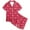 Red, variant on Utlike Girls Pajamas Set Satin Silk Pyjamas Set Kids Short Sleeves Sleepwear 2 Pcs Button-Up Collared Classic Shorts Loungewear Breathable Home Clothes For Girl Size 2 Years-3 Years