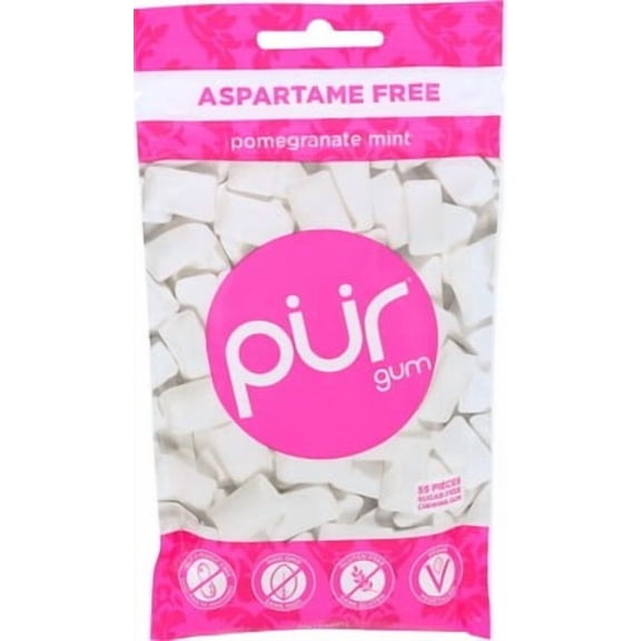 Pur Pomegranate Mint Chewing Gum, 55 count per pack -- 12 per case