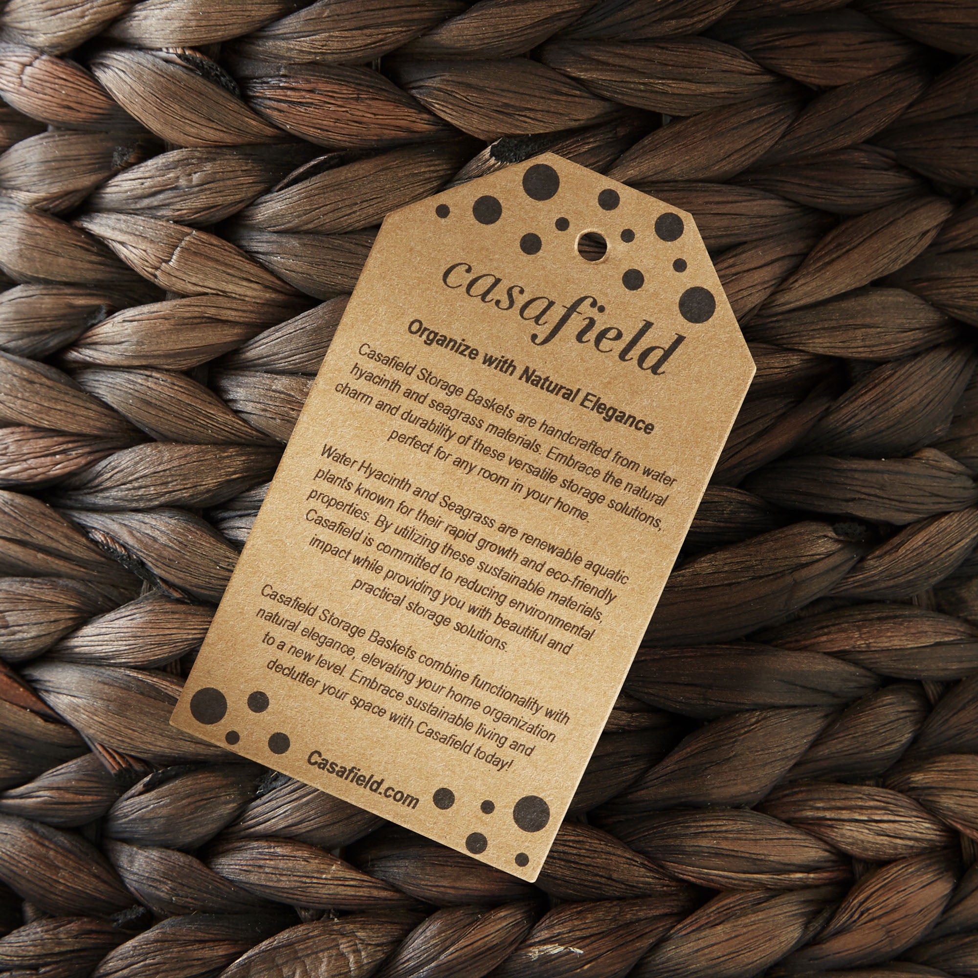Casafield Hourglass Side Table - Espresso Dark Brown, Handwoven Water Hyacinth, Boho Wicker End Table for Bedroom, Entryway, Living Room, Office