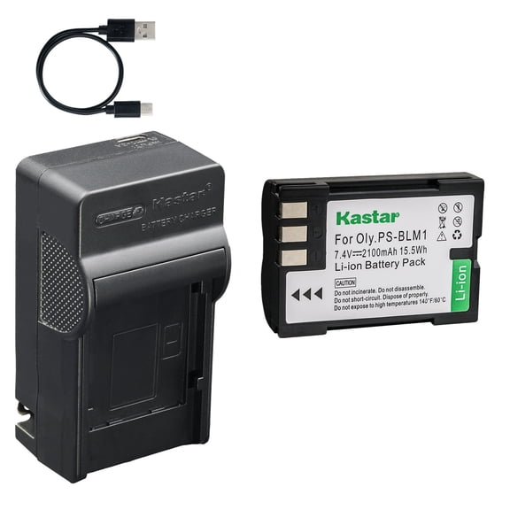 Kastar 1-Pack Battery and AC & USB-C Charger, Compatible with Olympus BLM-1 BLM-1S BLM-01 for E-1 E-3 E-30 E-520 EVOLT E-300 E-500 Cameras