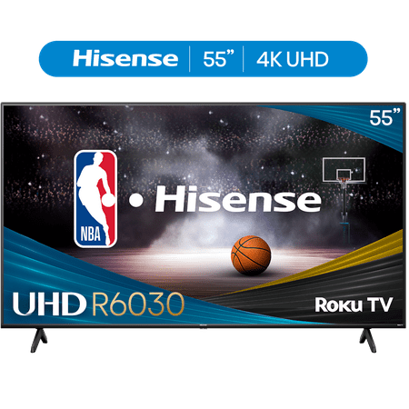 Hisense 55&Quot; Class R6 Series 4K Uhd Roku Smart Tv (55R6030N, 2024 Model) - Dolby Vision Hdr, Motion Rate 120, Dts Studio Sound, Gaming Mode, Bezel-Less Design