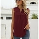 thumbnail image 2 of Camiseta sin mangas con cuello en V y encaje para mujer, ajuste holgado, color sólido, camisa informal de gasa fresca para uso diario, rojo vino L, 2 of 6
