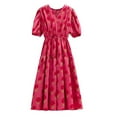 thumbnail image 1 of Vestido de primavera para mujer 2023, manga corta, único, cruzado, informal, midi, vestidos de sol, mangas abullonadas, falda floral, vestidos de verano para mujer, 1 of 8