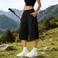 thumbnail image 5 of Bloomae Womens Hiking Capri Pants Lightweight Quick Dry Casual Fall Adjustable Drawstring Elastic Waist Baggy Ruched Hem Cropped Trousers with Pockets, 5 of 7