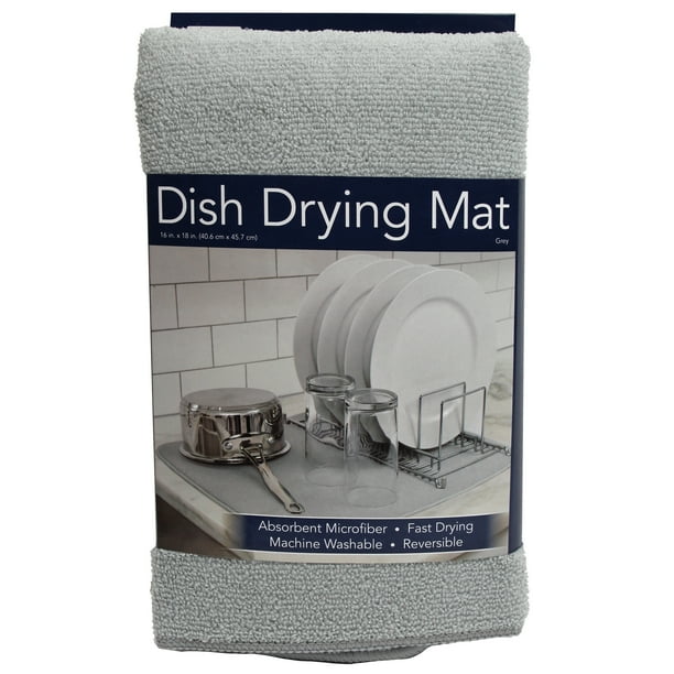 Kitchen Basics Reversible Microfiber Dish Drying Mat Gray 16" x 18