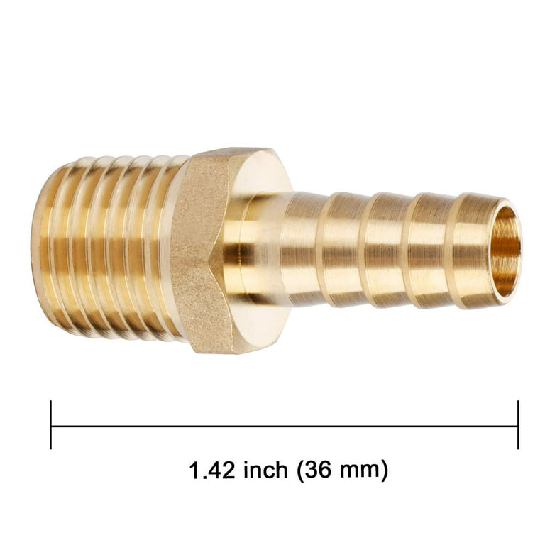 U.S. Solid 1pc Brass Hose Fitting, Adapter, 3/8 Barb To 1/4 NPT Male Pipe  Conector 