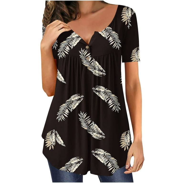 heart blouse for women Women's Tops Plus Size Hide Belly Tunic Short Sleeve T Shirts 2023 Summer Cute Henley Tshirt Dressy Casual Sweatshirt blusas